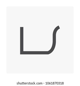 Gutter shape profile icon on white.