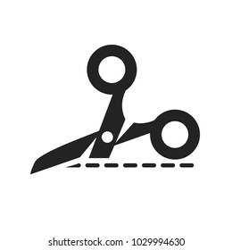 Gutting scissors flat vector icon. Black sign on white background