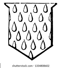 Gutty es un término derivado de la palabra latina gutta, dibujo de línea vintage o ilustración de grabado.