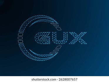 Diseño de Vector de logotipo de letra polivinílica baja GUX. Diseño de logotipo de poliéster inferior GUX. Logotipo de poliéster bajo.