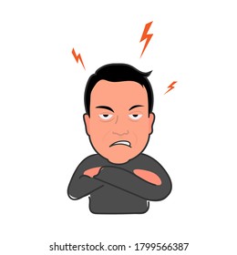 The guy is angry. Angry man. Isolated, vector.