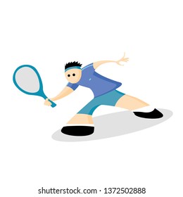 guy athlete is preparing to fight off the ball with a racket. Sport, tennis, vector illustration