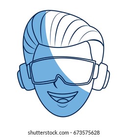guy avatar wearing goggles headphones device