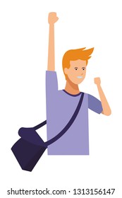 guy bagpack casual cheerful