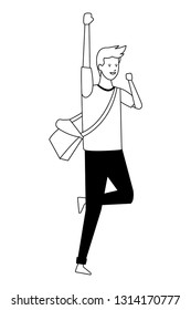 guy bagpack casual cheerful