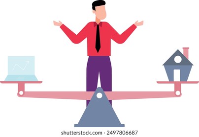 A guy is balancing home and business.