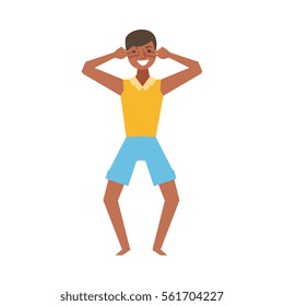 Guy In Beach Clothes Dancing, Part Of Funny Drunk People Having Fun At The Party Series