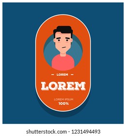Guy with Beard Vector Badge Illustration