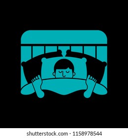 Guy in bed asleep icon. Man sleeping. sleeper male. Vector illustration