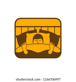 Guy in bed asleep icon. Man sleeping symbol. sleeper male. Vector illustration