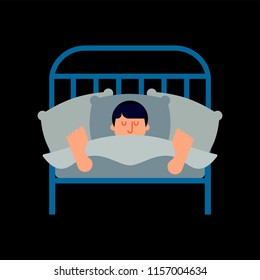 Guy in bed asleep isolated. Man sleeping. sleeper male. Vector illustration