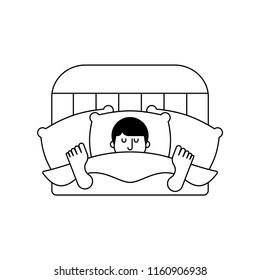 Guy in bed asleep isolated. Man sleeping. sleeper male. Vector illustration