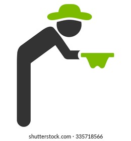 Guy Beggar vector icon. Style is bicolor flat symbol, eco green and gray colors, rounded angles, white background.