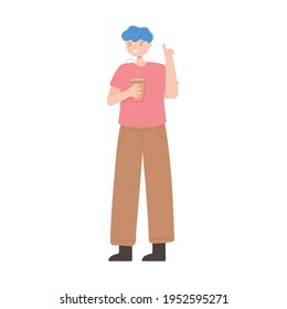 guy with beverage coffee cup