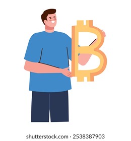 Tipo con el símbolo de Bitcoin diseño aislado