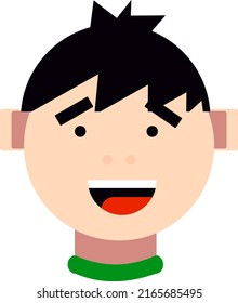 Guy with black hair, illustration, vector on a white background.