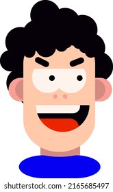 Hombre con suéter azul, ilustración, vector sobre fondo blanco.
