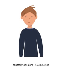 Guy in a blue sweater on a white background. The illustration is suitable as a representation of different professions - consultant, programmer, manager and others. Cartoon style vector