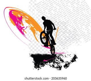 Guy with bmx. Vector