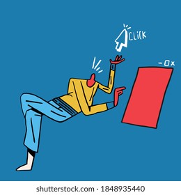 Guy Browse Digital Window. Symbolic and modern Vector illustration with Bold Line. Concept of Digital