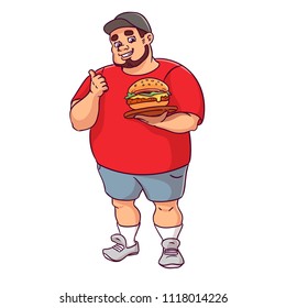 A guy with a burger in his hands. The guy who cooks burgers. Burger. Bodhodit as a logo. Suitable for snack bars, bars, cafes, burgers, menus.