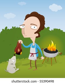 guy burning his meat on the barbecue