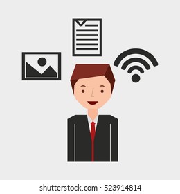 guy business using laptop wifi file vector illustration eps 10