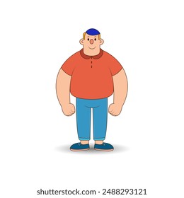 The guy in the cartoon-style hat. A vector image.
