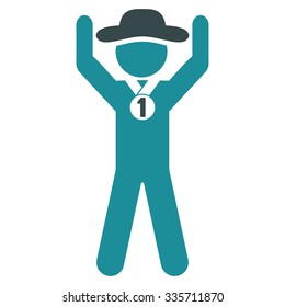 Guy Champion vector icon. Style is bicolor flat symbol, soft blue colors, rounded angles, white background.