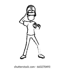 guy character wearing vr headset standing