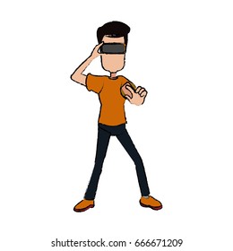 guy character wearing vr headset standing