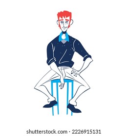 guy chilling sitting on chair design isolated