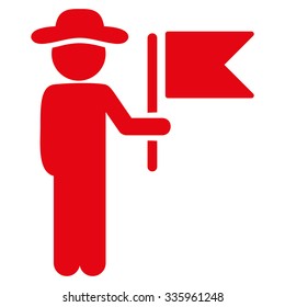 Guy Commander vector icon. Style is flat symbol, red color, rounded angles, white background.