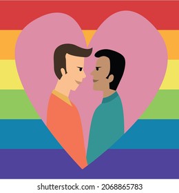 Guy Couple, Homosexual Couple Illustration Vector Design Template.