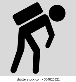 Guy Courier vector icon. Style is flat symbol, black color, rounded angles, light gray background.