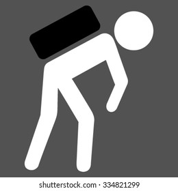 Guy Courier vector icon. Style is bicolor flat symbol, black and white colors, rounded angles, gray background.