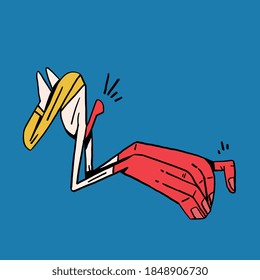 Guy Crack Her Hand. Vector Isolated on blue. Illustration Art for print, poster and shirt. Modern and Trendy Art, Keith Haring Vibes,