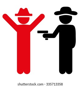 Guy Crime vector icon. Style is bicolor flat symbol, intensive red and black colors, rounded angles, white background.