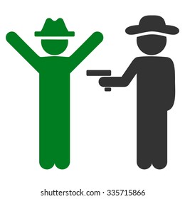 Guy Crime vector icon. Style is bicolor flat symbol, green and gray colors, rounded angles, white background.