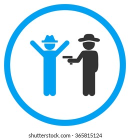 Guy Crime vector icon. Style is bicolor flat circled symbol, blue and gray colors, rounded angles, white background.