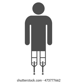 Guy Crutches icon. Vector style is flat iconic symbol with rounded angles, gray color, white background.
