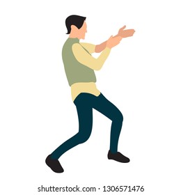 the guy is dancing, without a face, in a flat style, on a white background