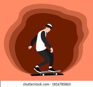 a guy doing skateboard moves alone using a beanie hat