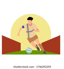 a guy doing soccer in the field