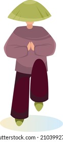 The guy is doing tai chi and qigong. Vector illustration
