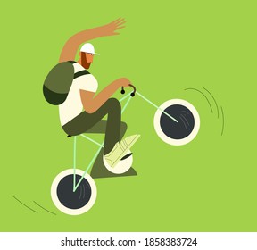 guy doing tricks on a sports bike, summer pastime