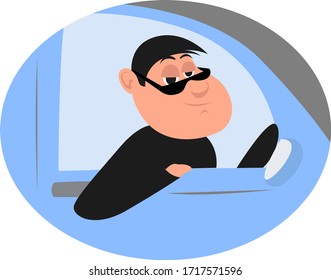 Guy driving, illustration, vector on white background