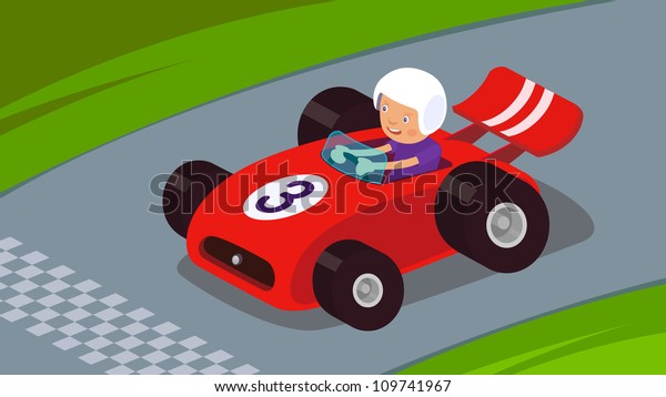 Guy driving a\
race car to success / Race\
Car
