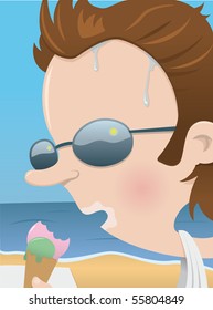 guy eating ice cream on vacation