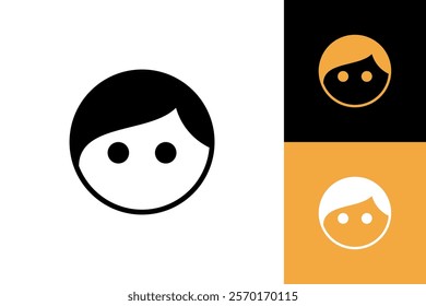 Guy face circle icon person profile round people vector isolated